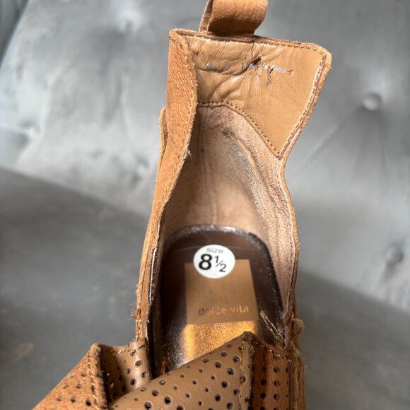 Dolce Vita Perforated Leather Ankle Booties – Tan – Women’s 8.5‎ - Picture 8 of 9